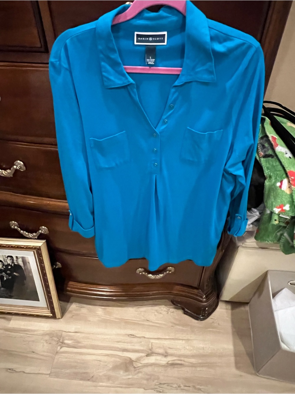 Karen Scott Teal Tunic Top